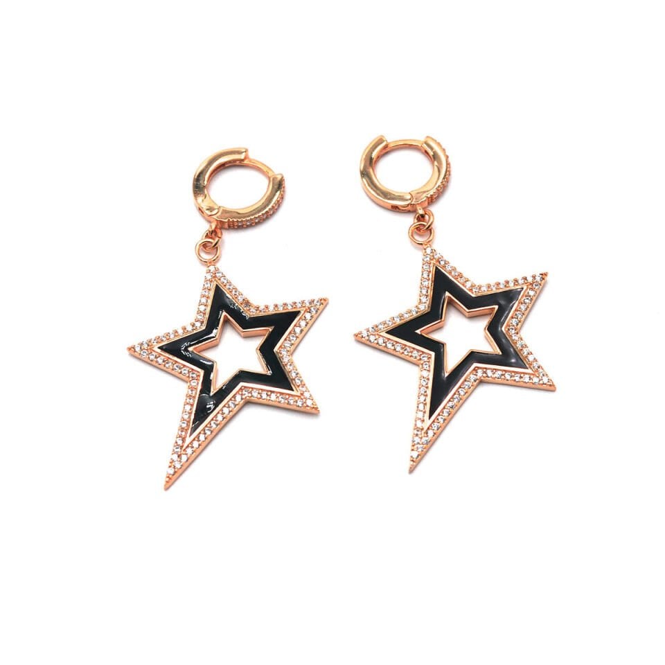 Taşlı Mineli Yıldız Gümüş Küpe