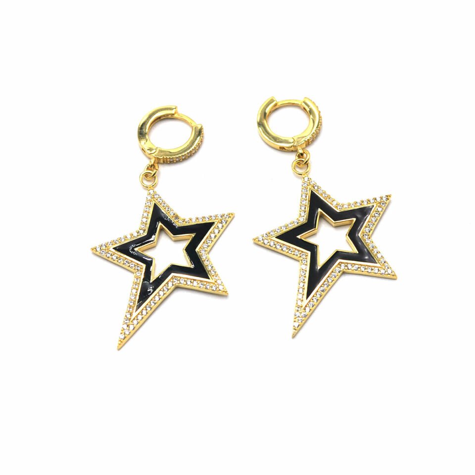 Taşlı Mineli Yıldız Gümüş Küpe