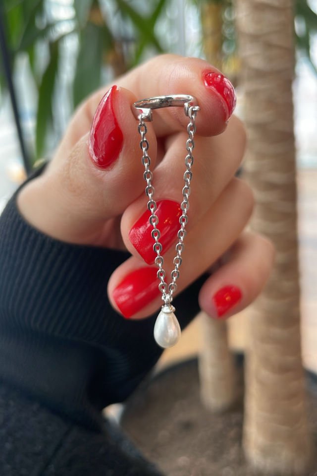 Damla İncili Gümüş Kıkırdak