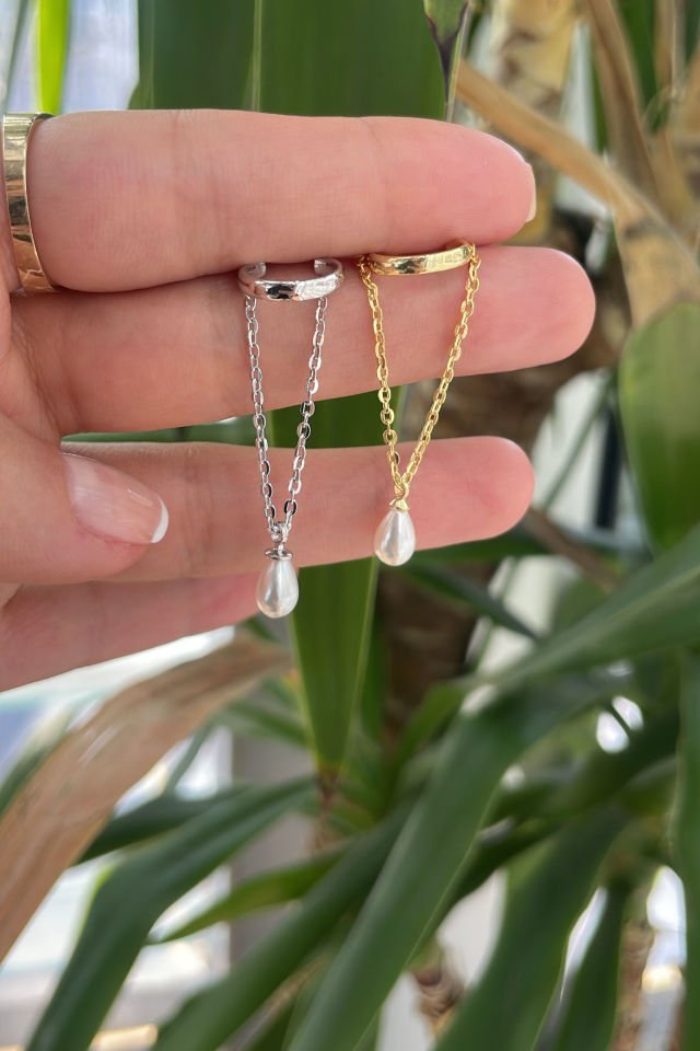 Damla İncili Gümüş Kıkırdak