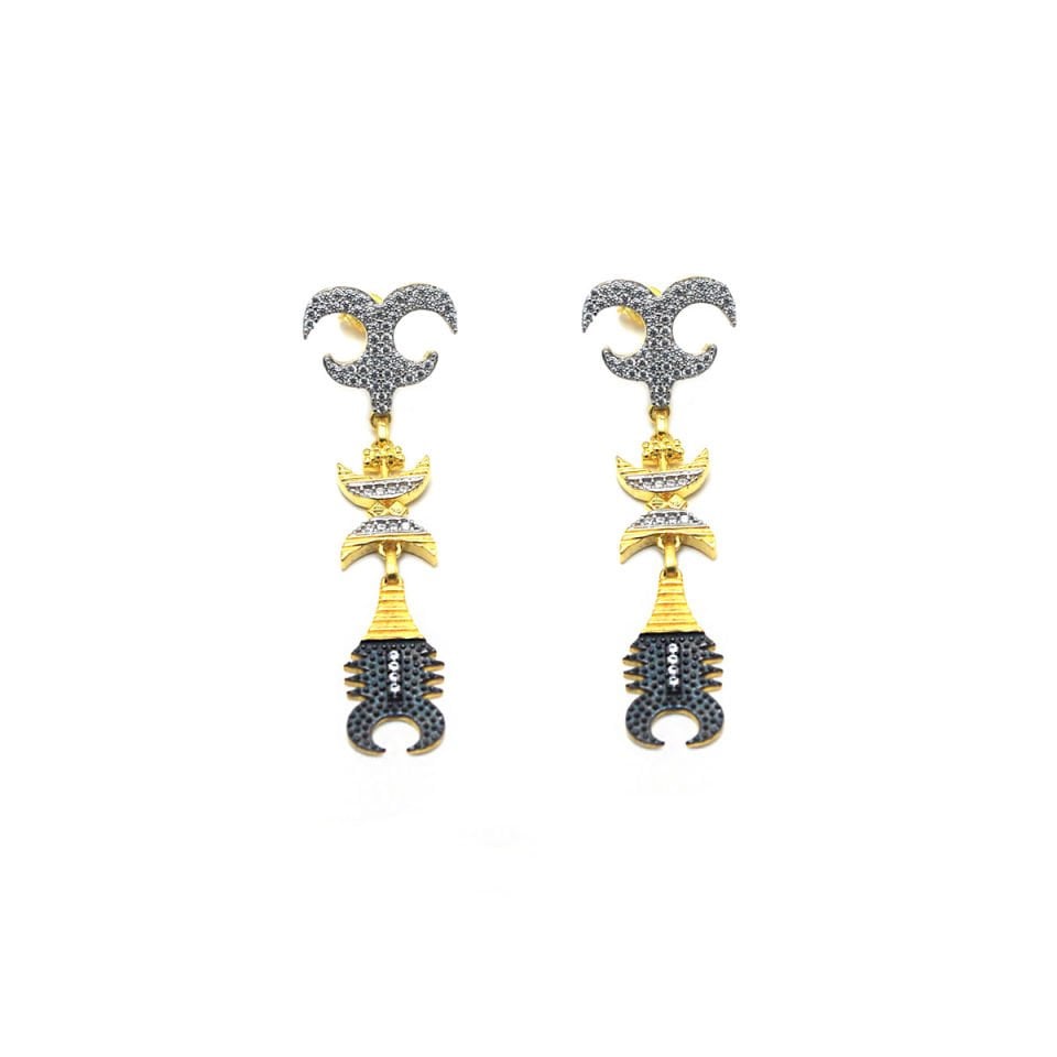 Yengeç Fantezi Gümüş Küpe