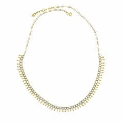 Kare Taşı Fantezi Su Yolu Gümüş Kolye