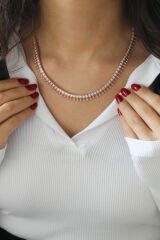 Kare Taşı Fantezi Su Yolu Gümüş Kolye