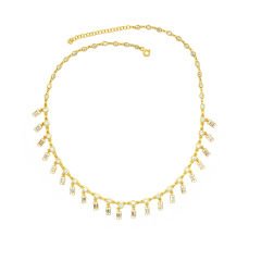 Baget ve Yuvarlak Taşlı Su Yolu Gümüş Kolye