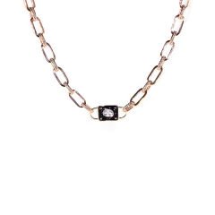 Oval Taşlı Gümüş Kolye