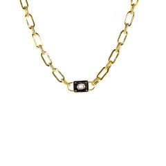 Oval Taşlı Gümüş Kolye