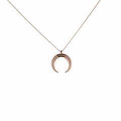 Taşlı Ay Gümüş Kolye