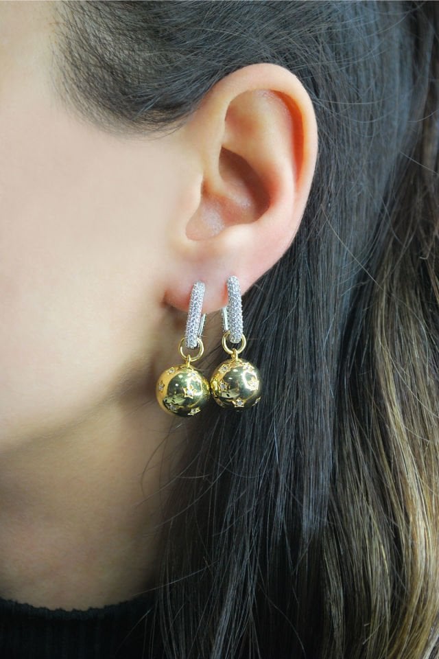 Yıldızlı Küre Gümüş Küpe