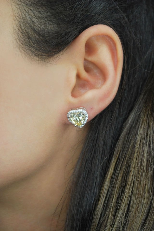 İthal Kalpli Taş Gümüş Küpe