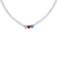 Üçlü Kalp Su Yolu Kutu Kilitli Gümüş Kolye