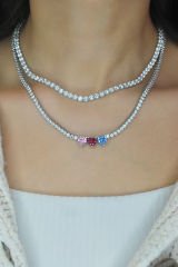 Üçlü Kalp Su Yolu Kutu Kilitli Gümüş Kolye