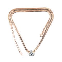 Üçlü Damla Taşı Yassı Zincir Gümüş Choker