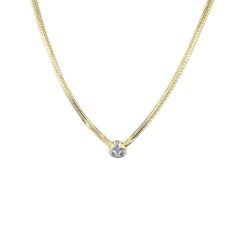 Üçlü Damla Taşı Yassı Zincir Gümüş Choker