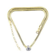 Üçlü Damla Taşı Yassı Zincir Gümüş Choker