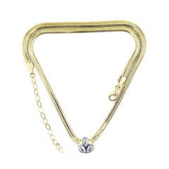 Üçlü Damla Taşı Yassı Zincir Gümüş Choker