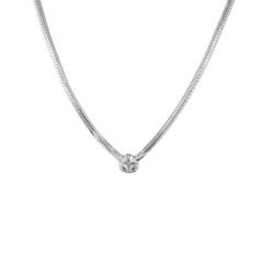 Üçlü Damla Taşı Yassı Zincir Gümüş Choker