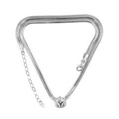 Üçlü Damla Taşı Yassı Zincir Gümüş Choker