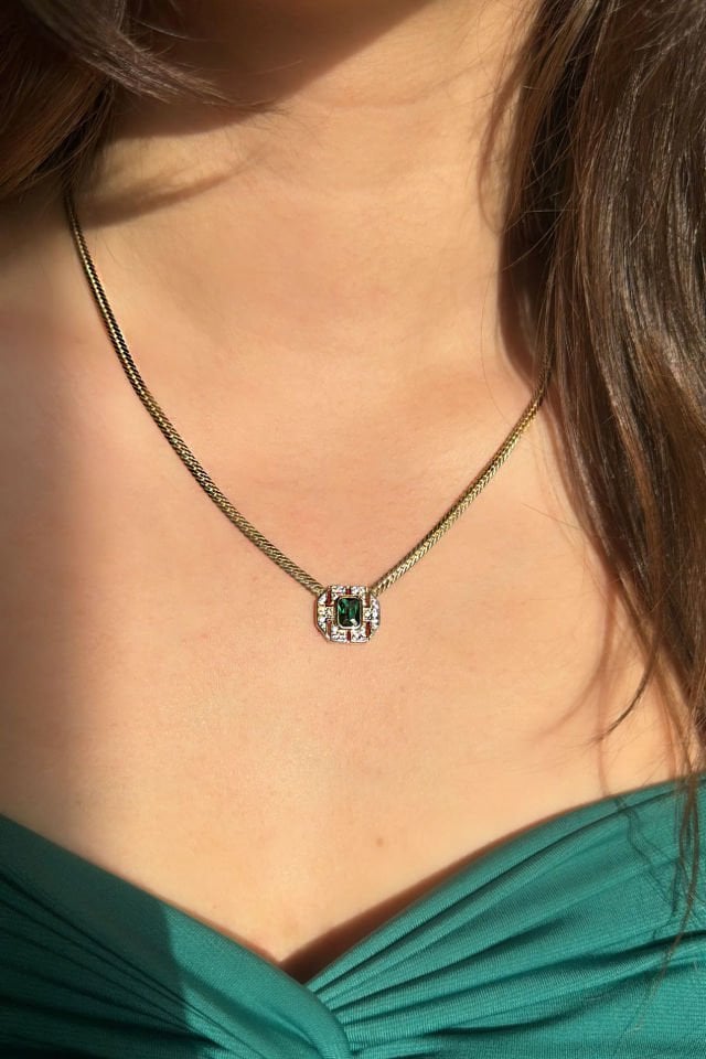 Baget Yassı Zincirli Gümüş Kolye