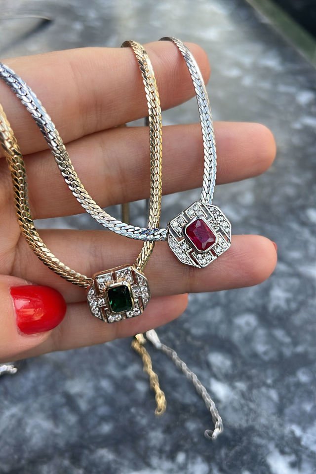 Baget Yassı Zincirli Gümüş Kolye