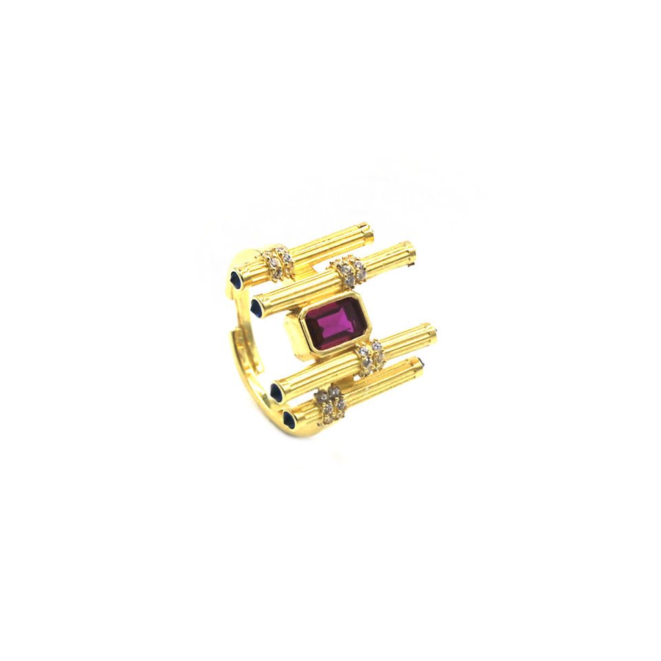 Baget Taşlı Fantezi Gümüş Yüzük