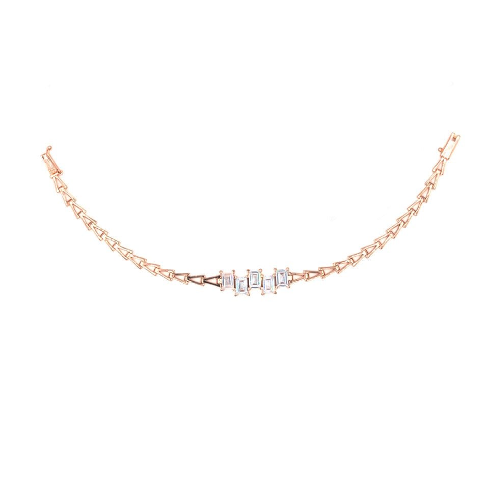 Baget Taşlı V Zincir Gümüş Bileklik