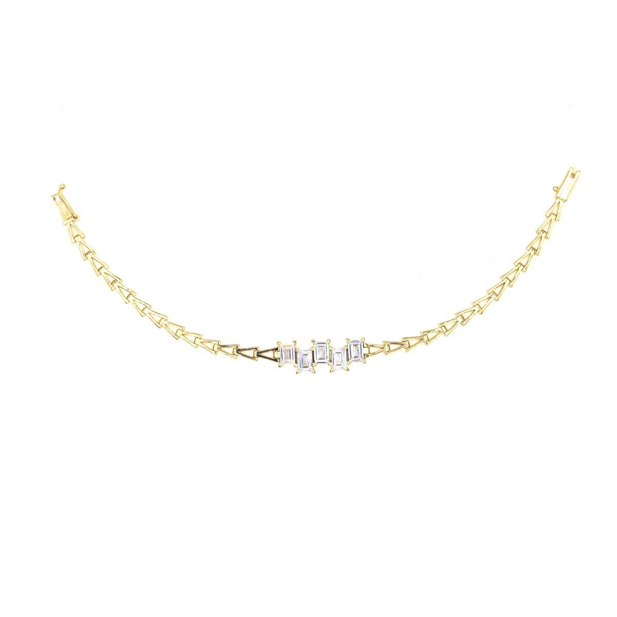 Baget Taşlı V Zincir Gümüş Bileklik