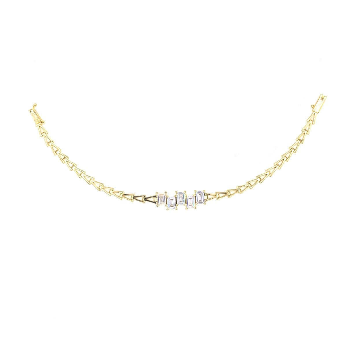 Baget Taşlı V Zincir Gümüş Bileklik