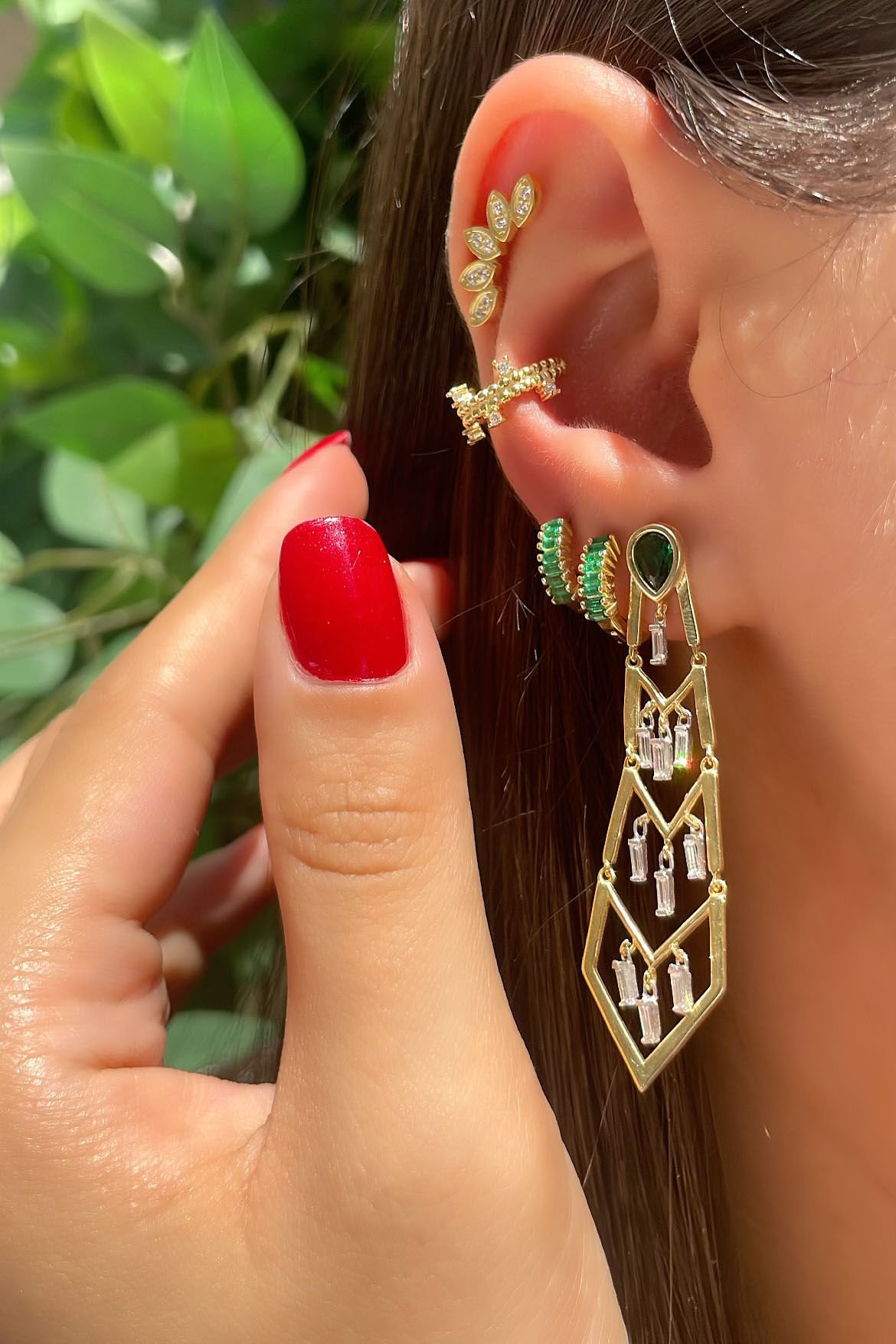 Geometrik Tasarım Gümüş Küpe