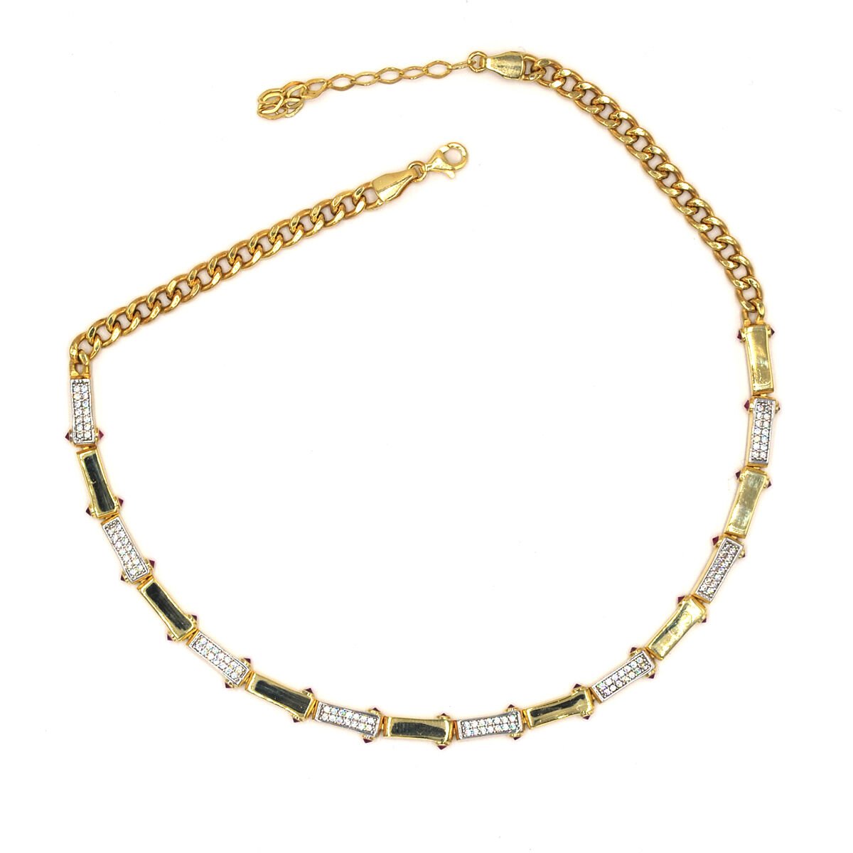 Gurmet Zincir Zircon Taşlı Gümüş Choker