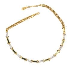 Gurmet Zincir Zircon Taşlı Gümüş Choker