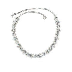 Taşlı Kalp Su Yolu Gümüş Choker