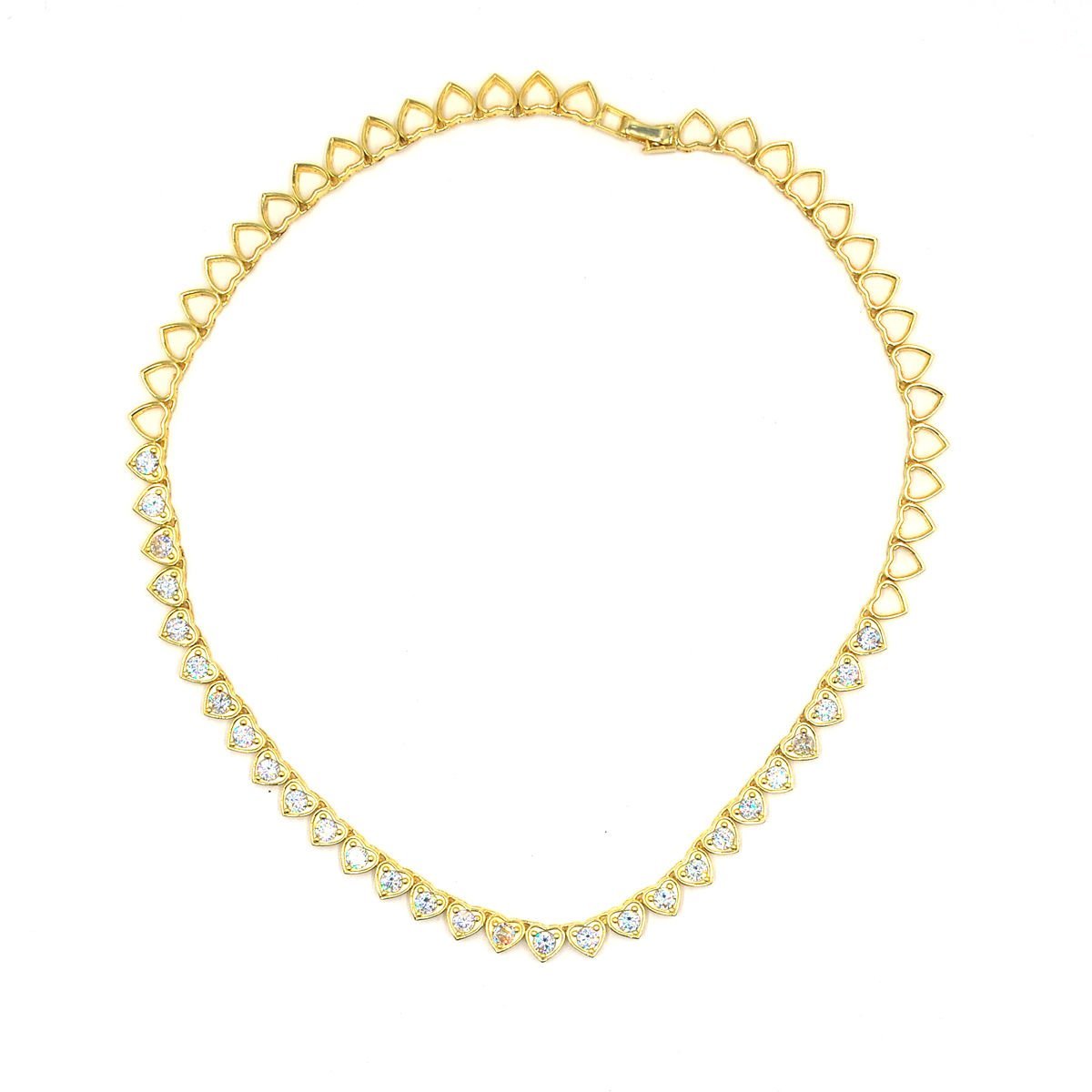 Sıralı Kalp Su Yolu Gümüş Choker