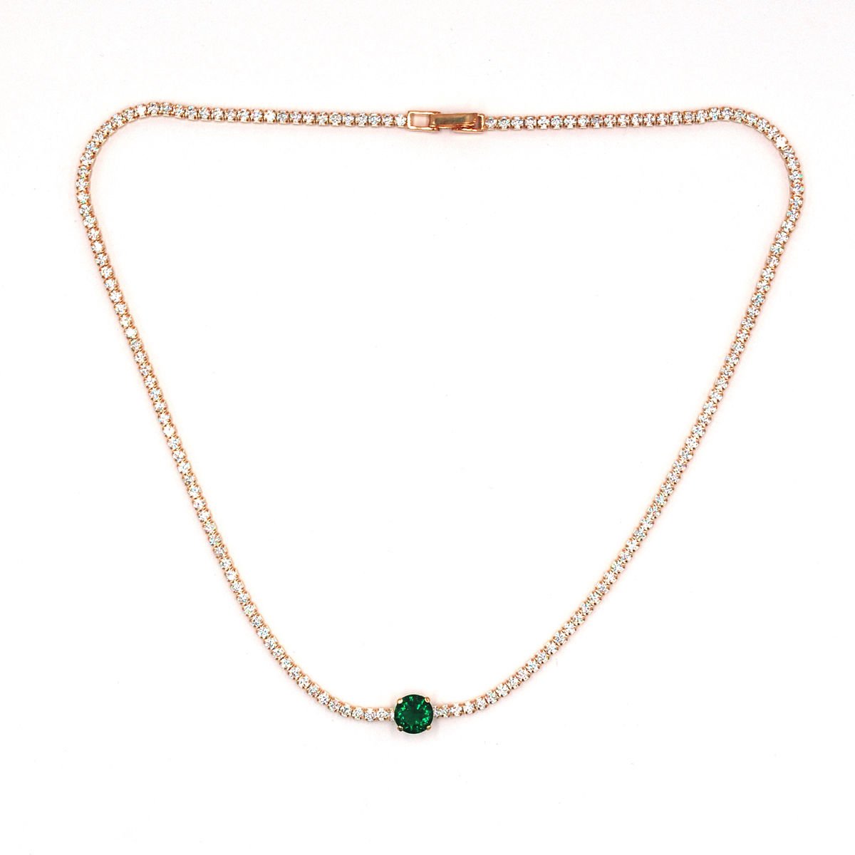 Yuvarlak Taşlı Su Yolu Gümüş Kolye