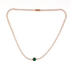 Yuvarlak Taşlı Su Yolu Gümüş Kolye