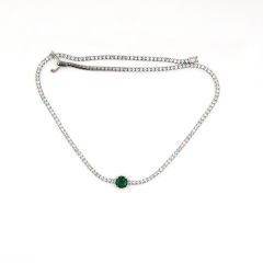 Yuvarlak Taşlı Su Yolu Gümüş Kolye