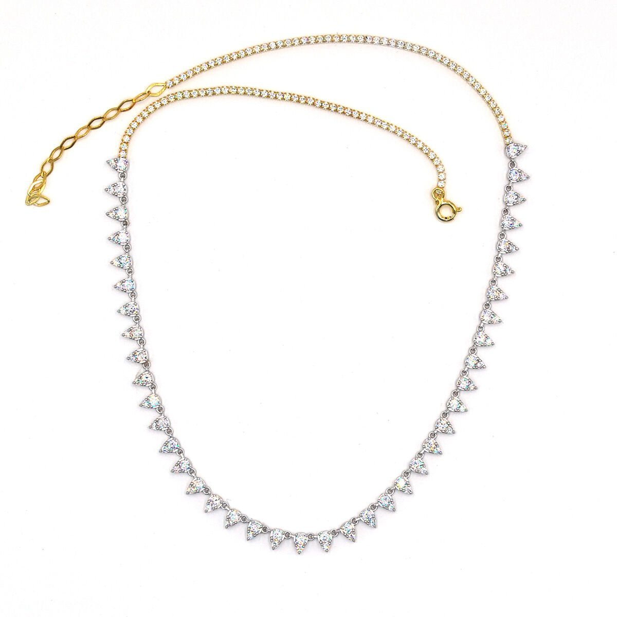 Çift Kaplama Damla Taşlı Su Yolu Gümüş Kolye