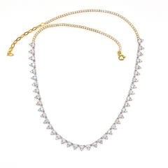 Çift Kaplama Damla Taşlı Su Yolu Gümüş Kolye