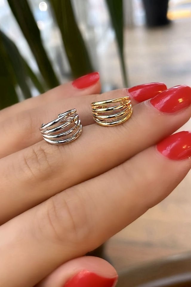 Sarmal Düz Ear Cuff Gümüş Küpe