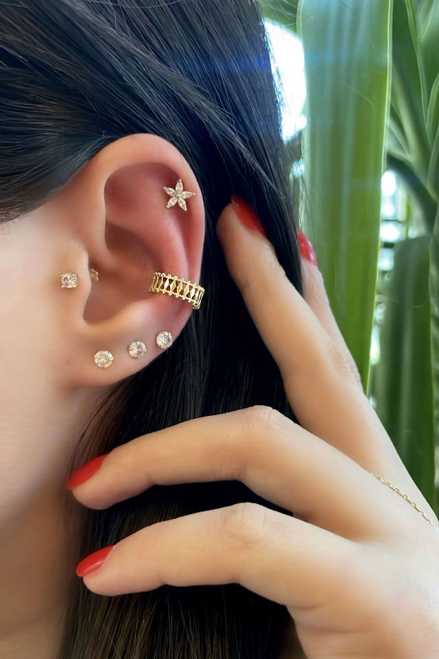Mızrak Ear Cuff Gümüş Küpe