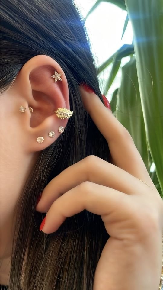 Leaf Ear Cuff Gümüş Küpe