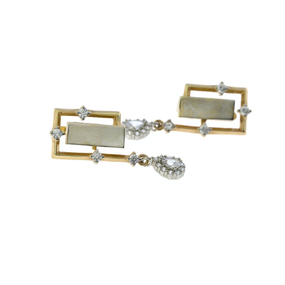 Çift Rengi Fantezi Gümüş Küpe