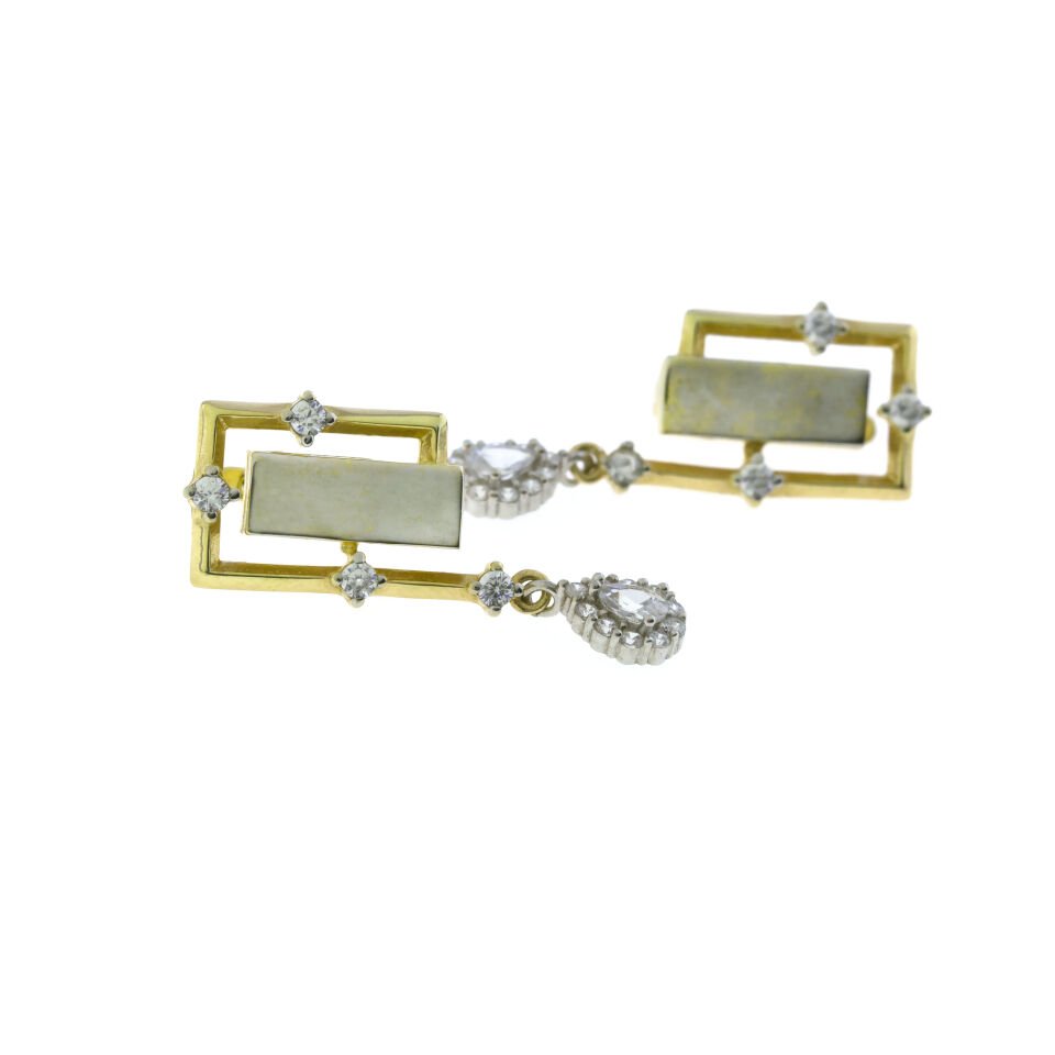 Çift Rengi Fantezi Gümüş Küpe