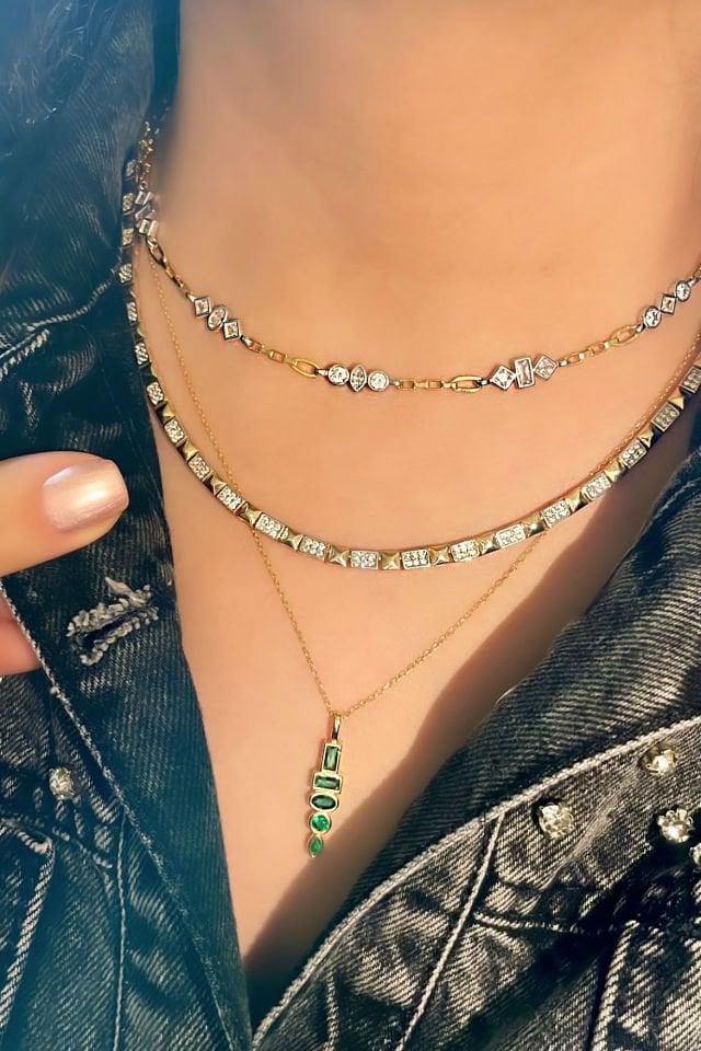 Geometrik Gümüş Choker Kolye