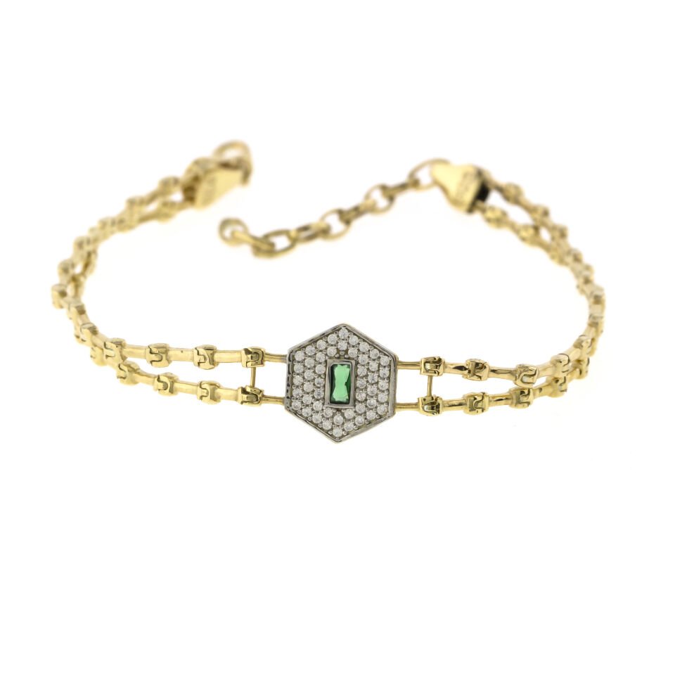 Altıgen Çift Sıra Zincir Gümüş Bileklik