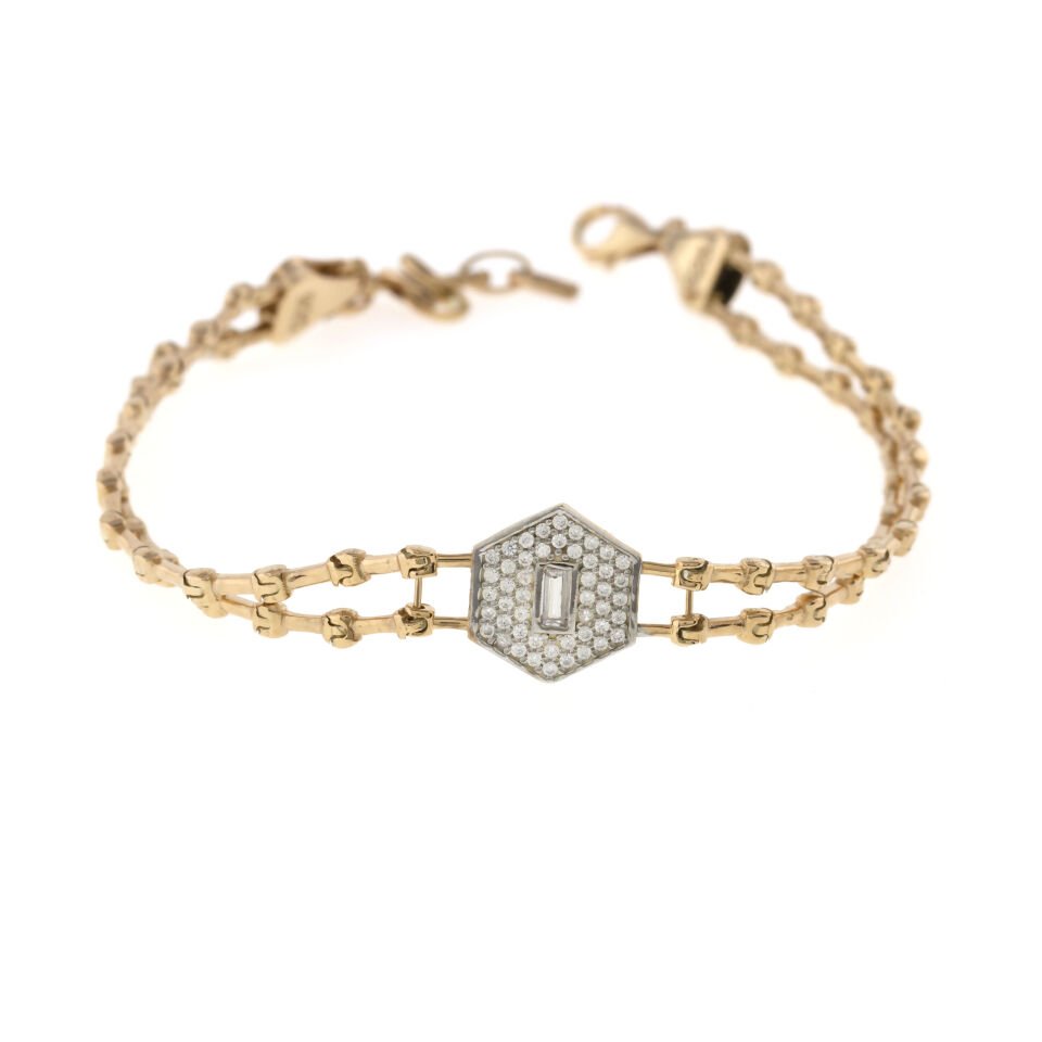 Altıgen Çift Sıra Zincir Gümüş Bileklik