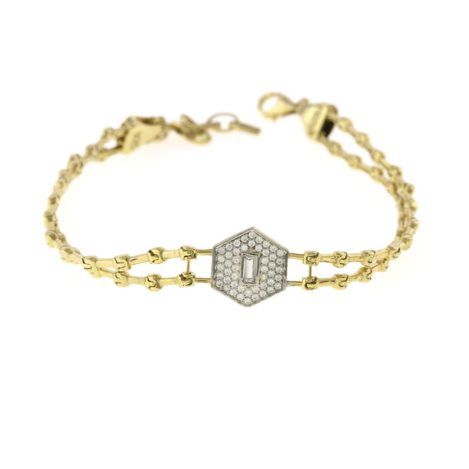 Altıgen Çift Sıra Zincir Gümüş Bileklik