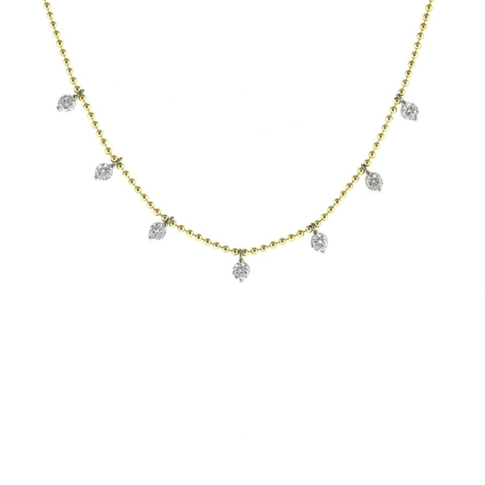 Yuvarlak Taşlı Top Zincir Gümüş Kolye