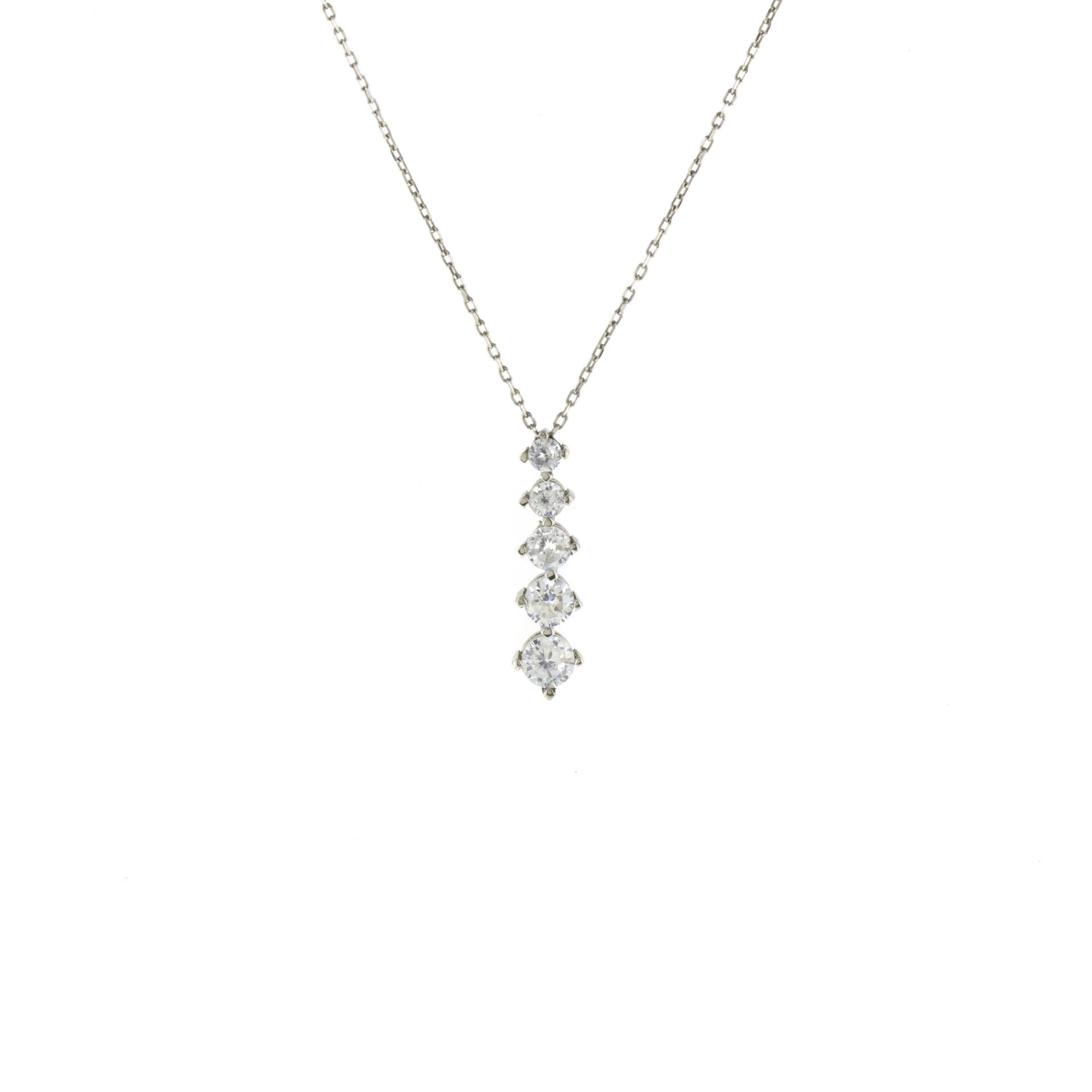 Sıralı Beşli Yuvarlak Taşlı Gümüş Kolye