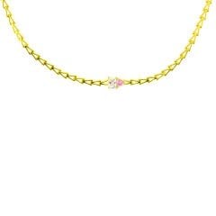 Kalp ve Baget Taşlı Çavuş Su Yolu Gümüş Choker