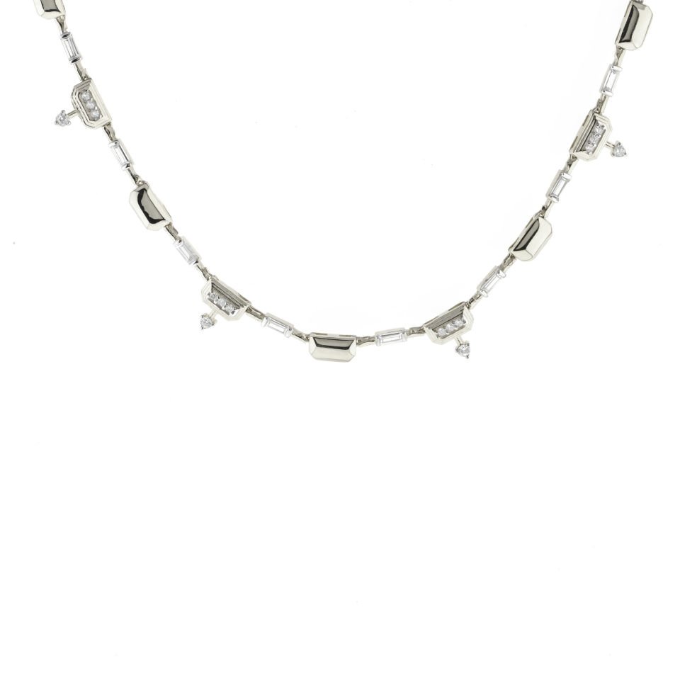 Baget Taşlı Su Yolu Gümüş Kolye